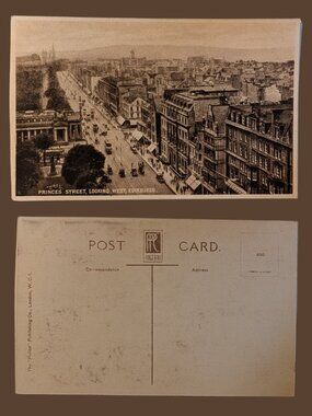 10/$25 Vintage Unused Princes Street Looking West Edinburgh Photo Postcard